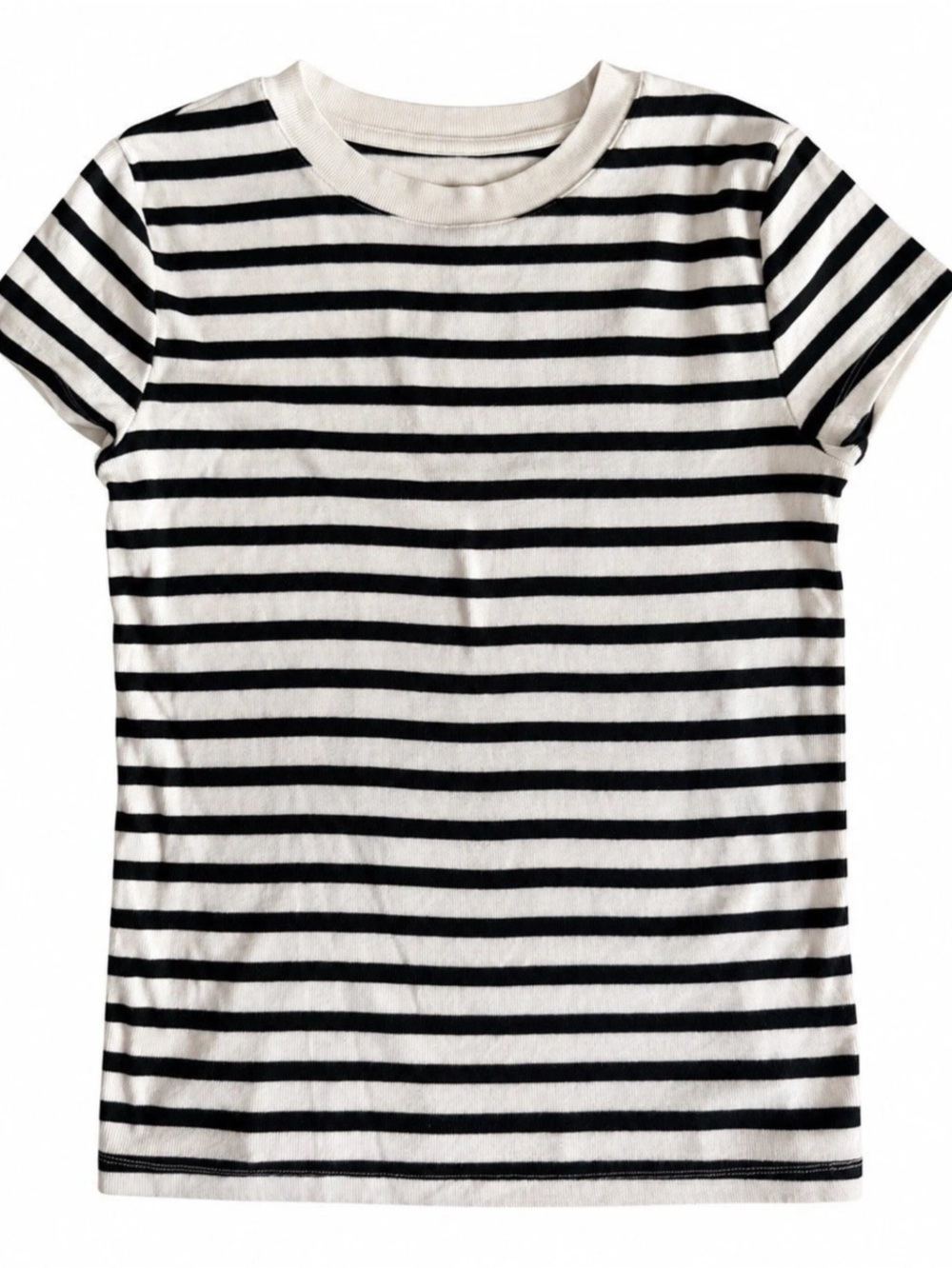 A new day Striped Short Sleeve Tee in White & Black Size Medium